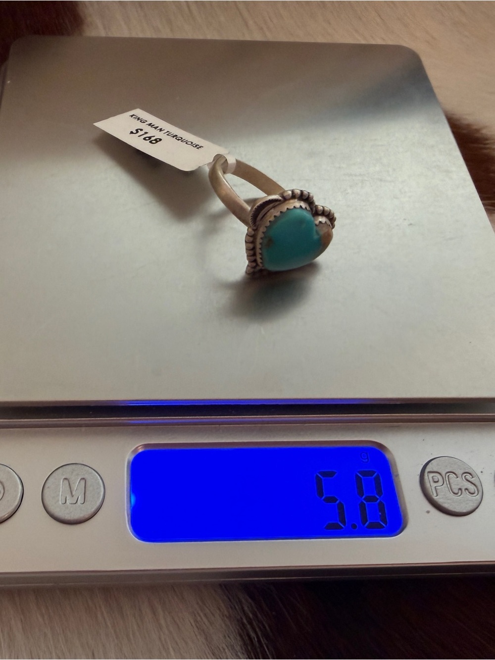 ❤️ Kingman Turquoise Heart Sterling Heart Shaped Navajo Style Ring Adj 6 to 9 - Picture 4 of 14